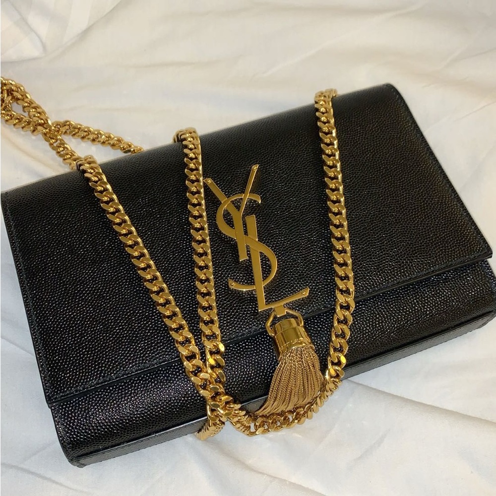 Yves Saint Laurent Black Crossbody with Gold Chain